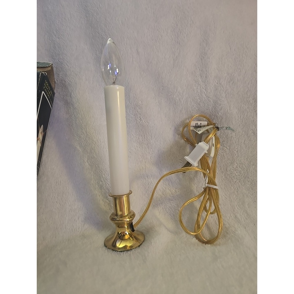 Christmas Solid Brass Electric Candle Lamp Light 8.5" In Box